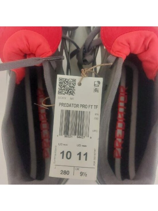 Adidas Predator Pro FT TF Mens 10 Soccer Cleats Artificial Turf Iron Metallic main image 2